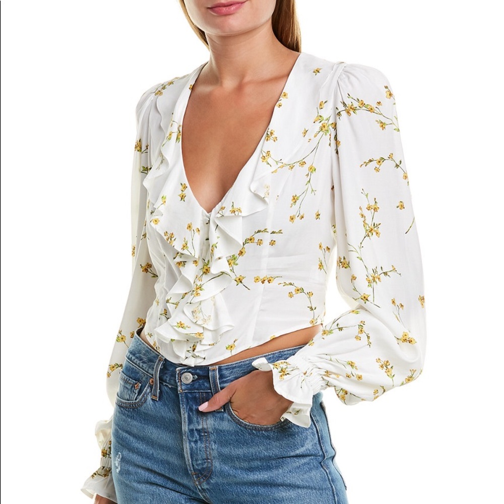 Divine Heritage Floral White Blouse